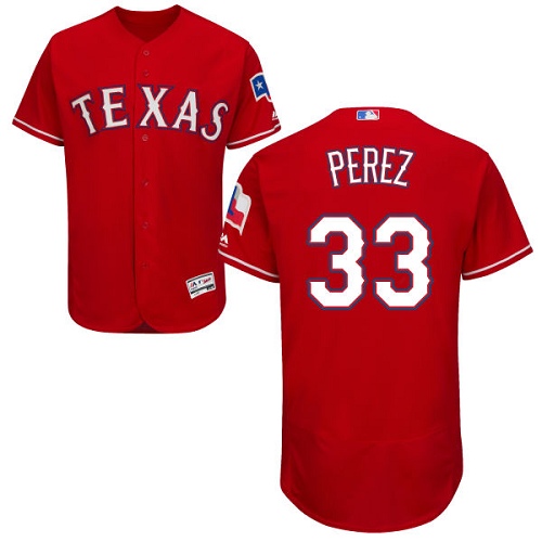 Rangers #33 Martin Perez Red Flexbase Authentic Collection Stitched MLB Jersey - Click Image to Close